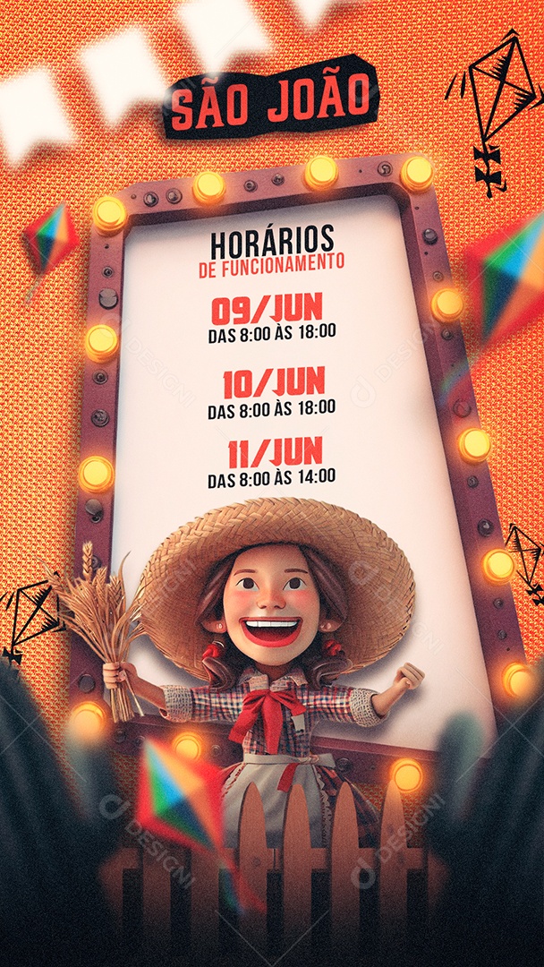 Story São João Agenda e Horários Social Media PSD Editável