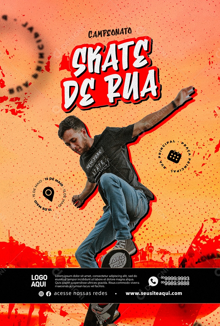 Campeonato Skate De Rua Flyer Social Media PSD Editável