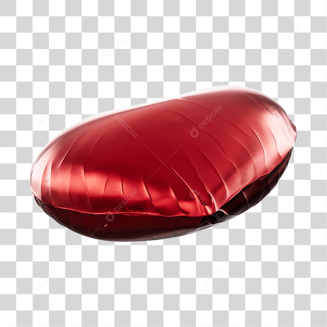 Balão Dobras Deitado Vermelho Elemento 3D PNG Transparente