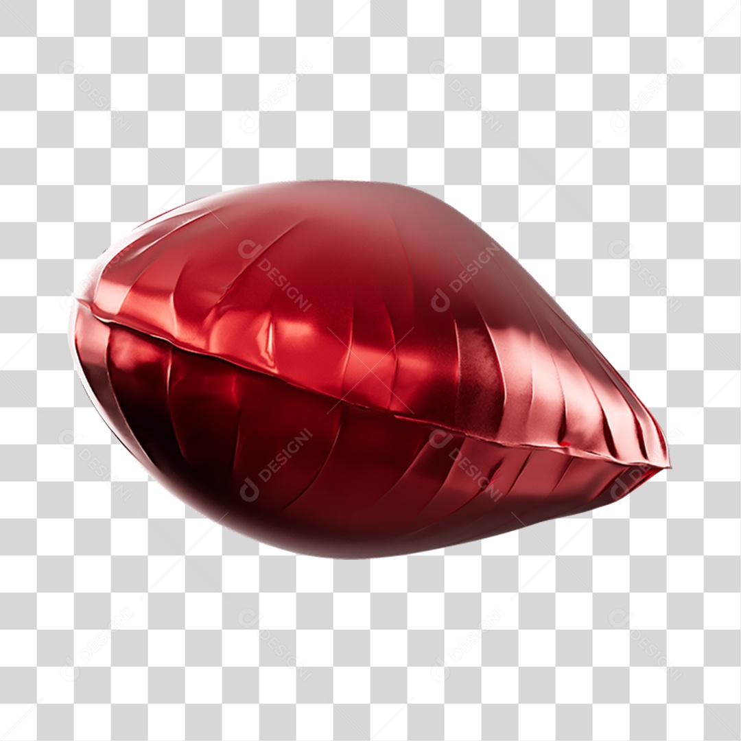 Balão Dobras Deitado Vermelho Elemento 3D PNG Transparente