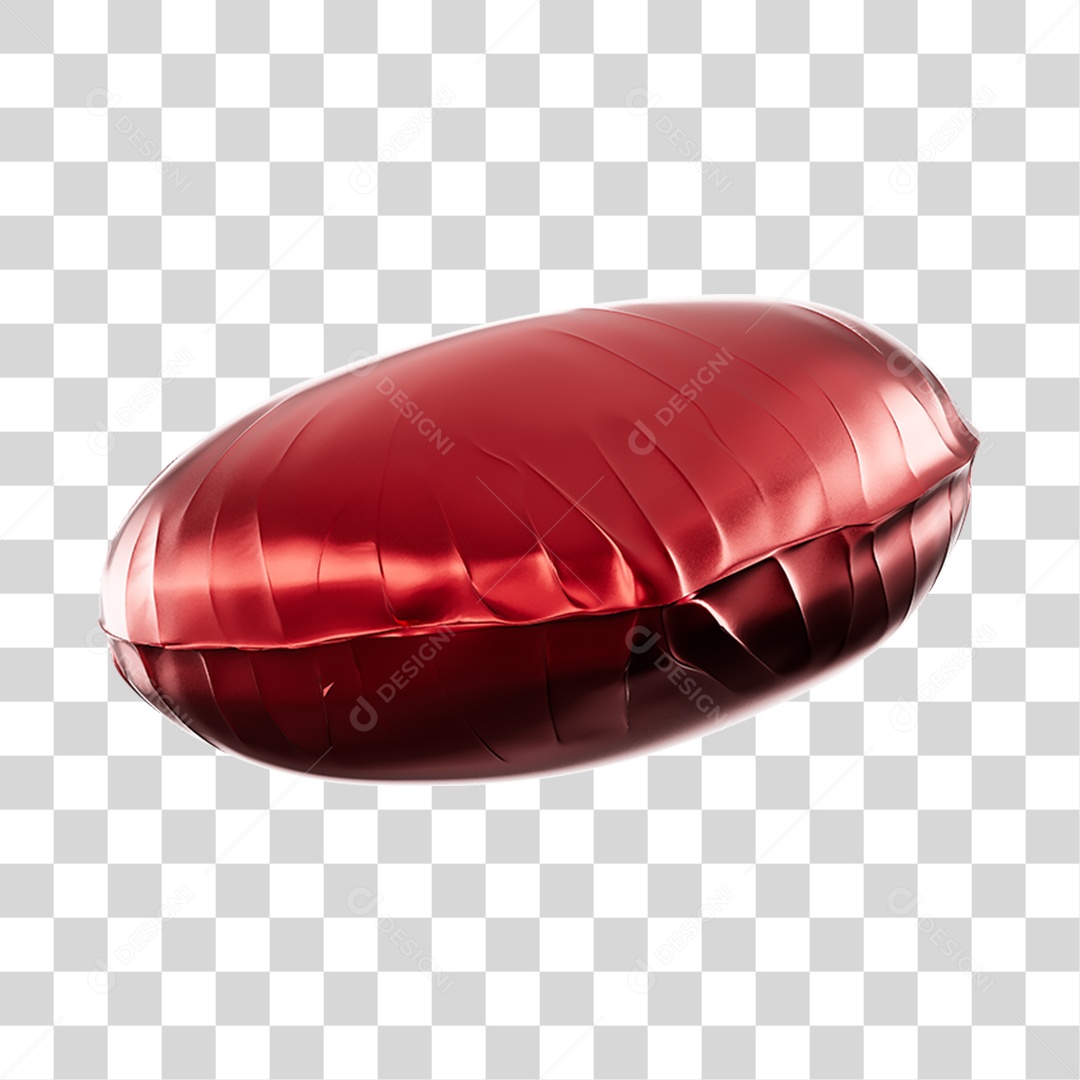 Balão Dobras Deitado Vermelho Elemento 3D PNG Transparente