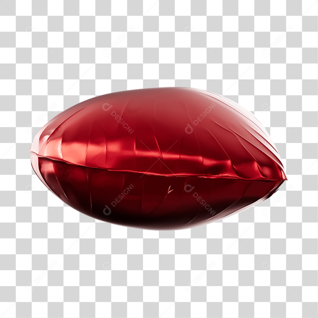 Balão Dobras Deitado Vermelho Elemento 3D PNG Transparente