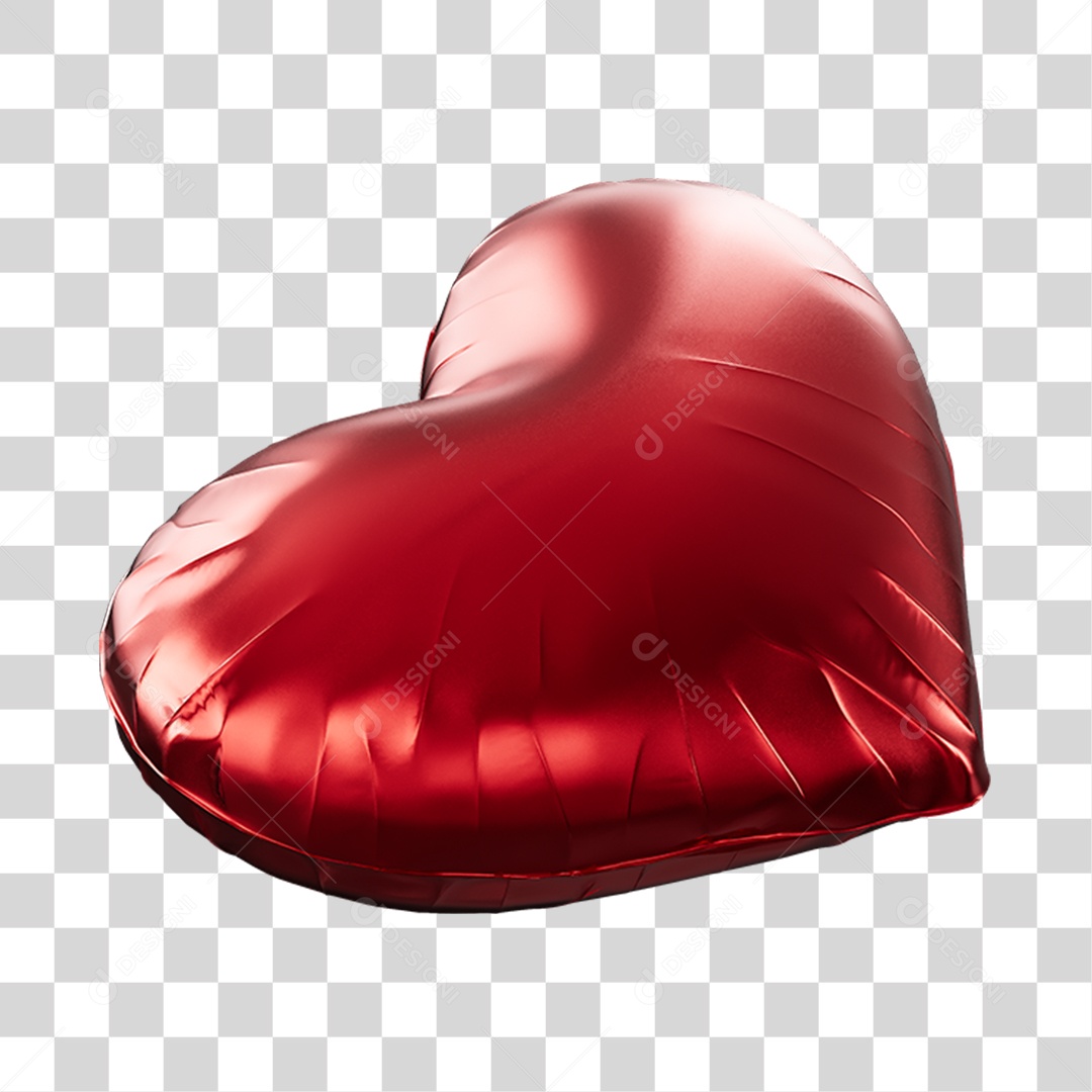 Balão Dobras Deitado Vermelho Elemento 3D PNG Transparente