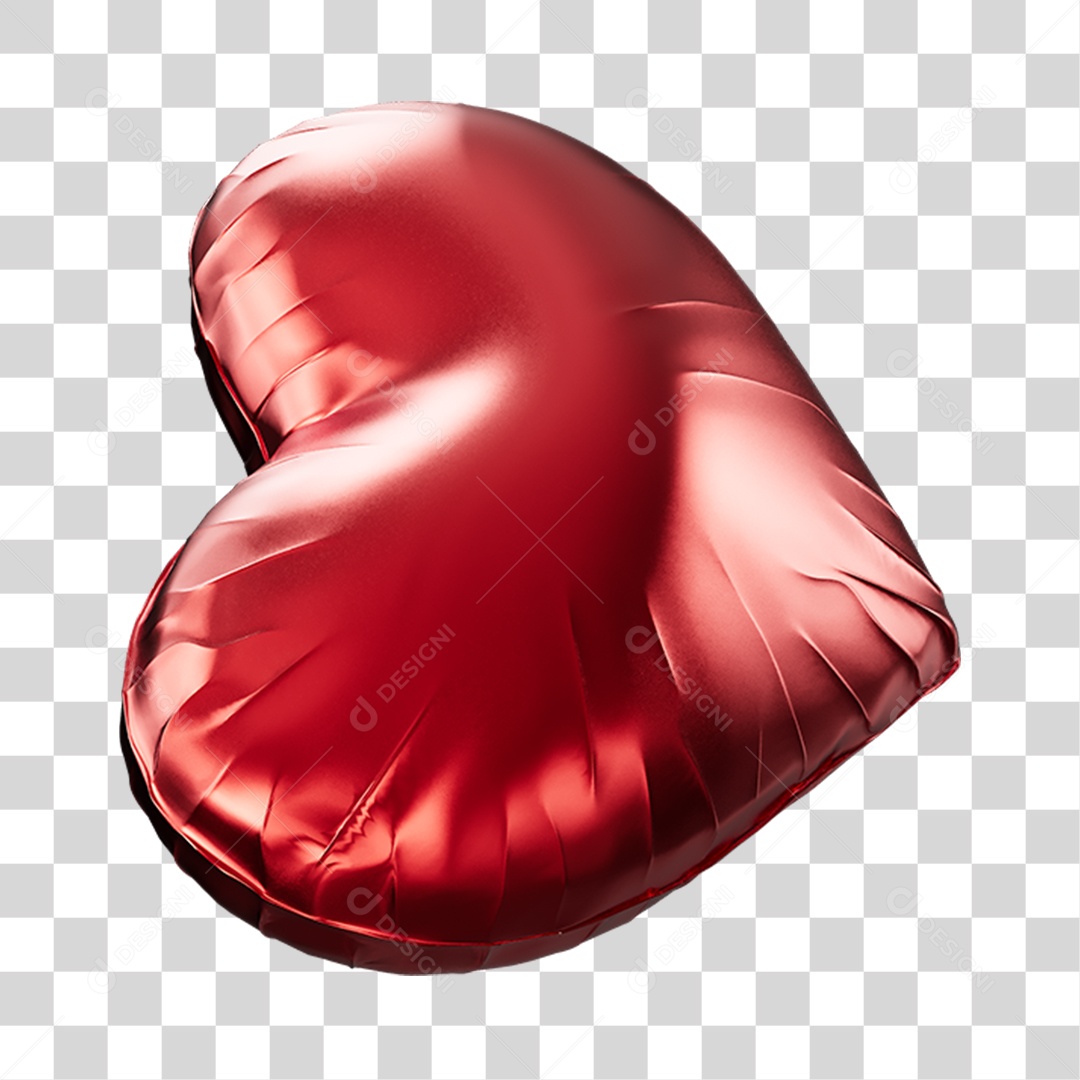 Balão Dobras Deitado Vermelho Elemento 3D PNG Transparente