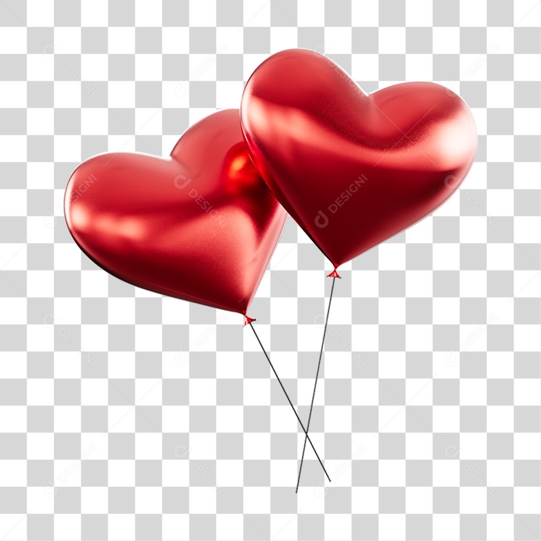 Balões Vermelhos Elemento 3D PNG Transparente