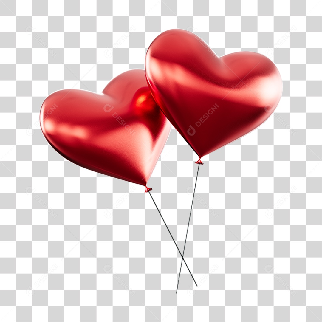 Balões Vermelhos Elemento 3D PNG Transparente