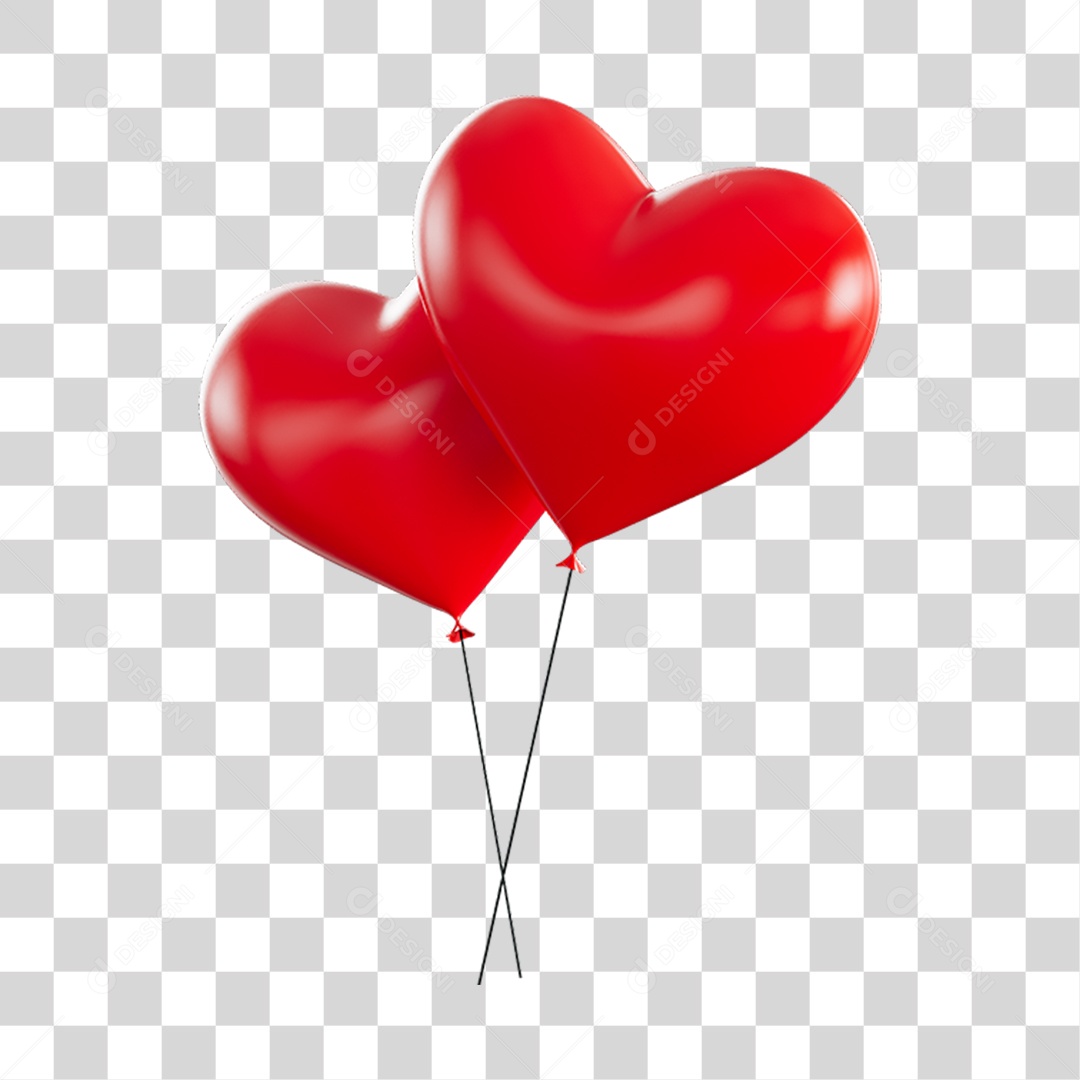 Balões Vermelhos Elemento 3D PNG Transparente