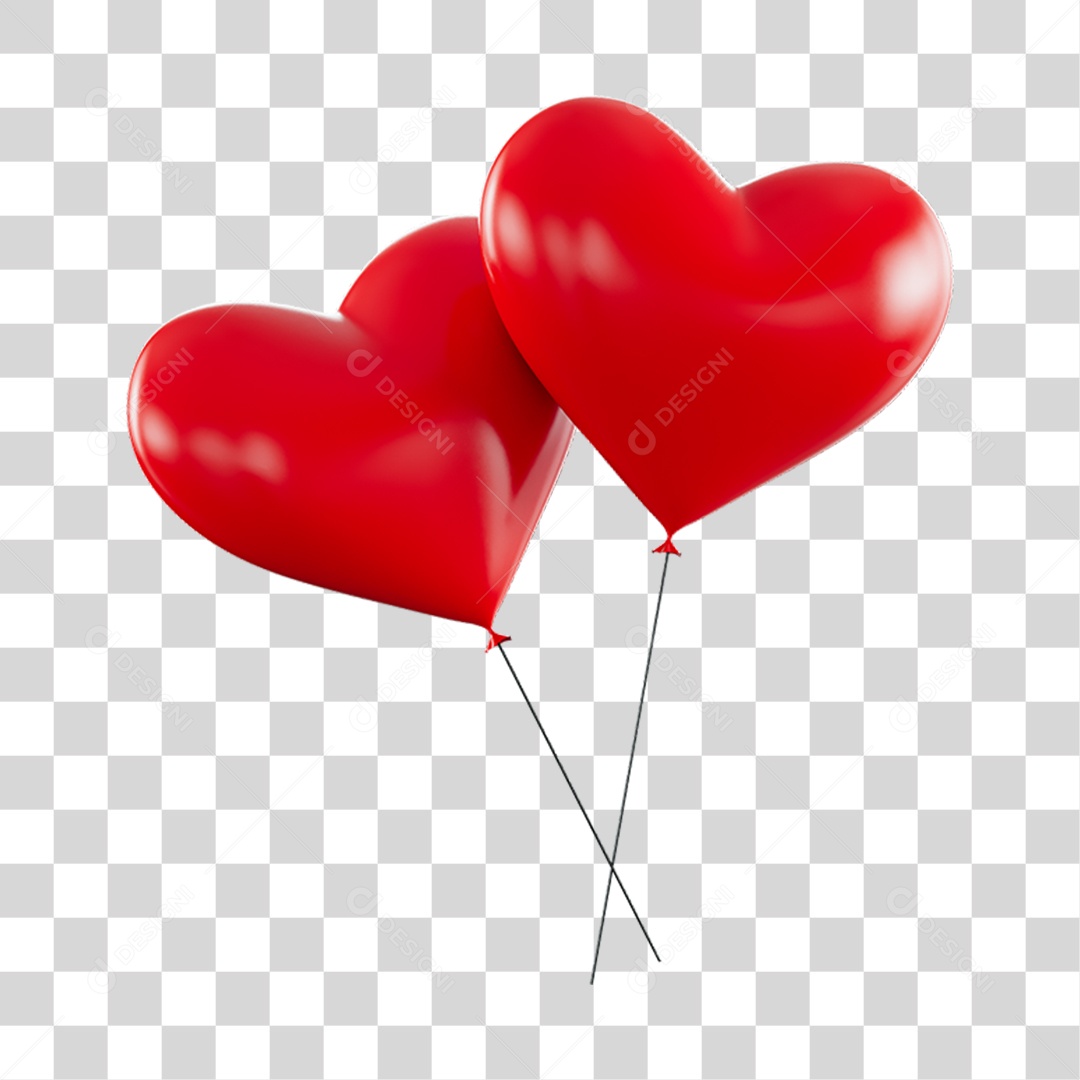 Balões Vermelhos Elemento 3D PNG Transparente