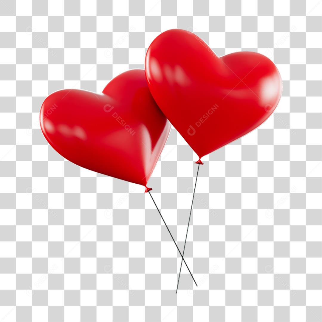 Balões Vermelhos Elemento 3D PNG Transparente