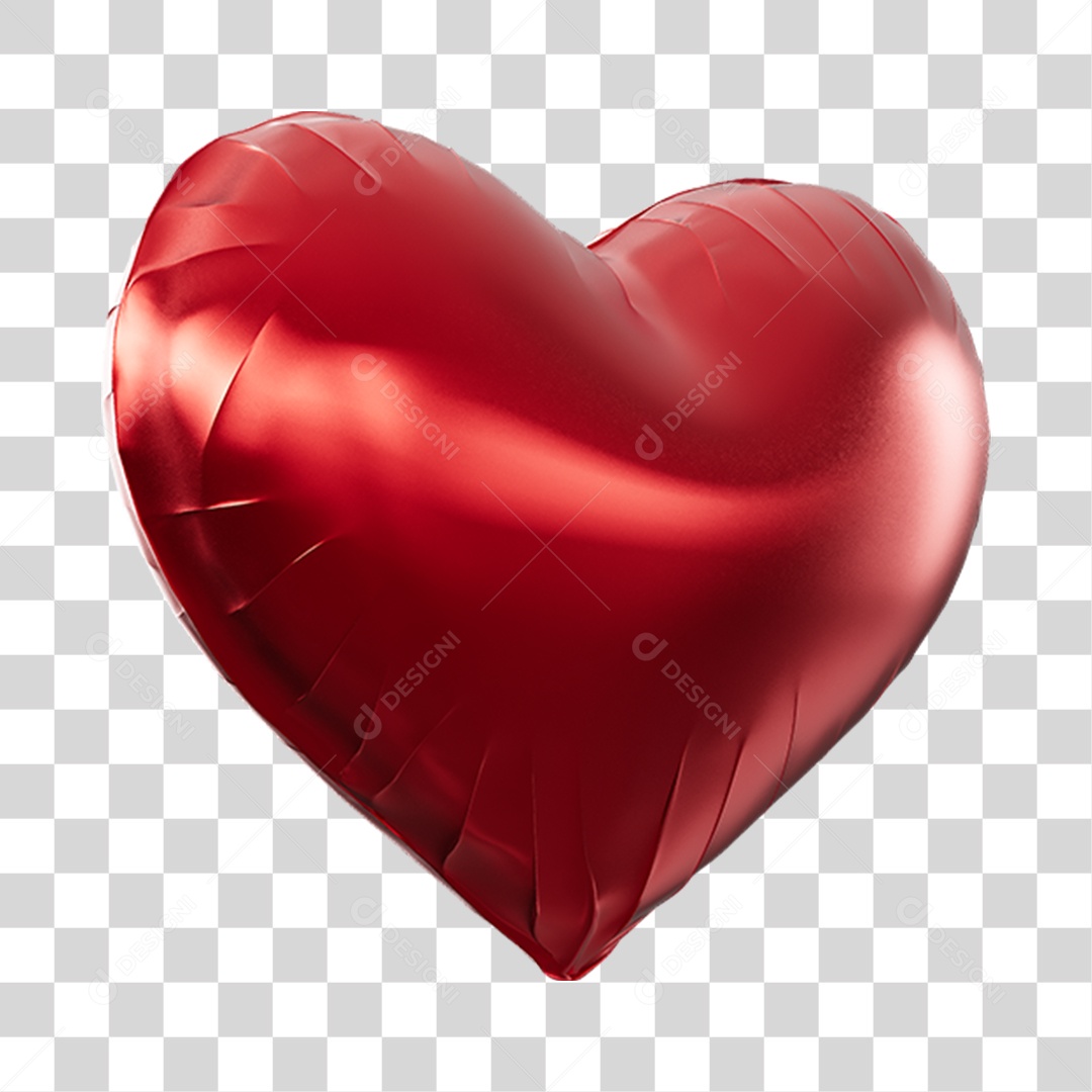 Coração Balão Dobras Na Cor Vermelho Elemento 3D PNG Transparente