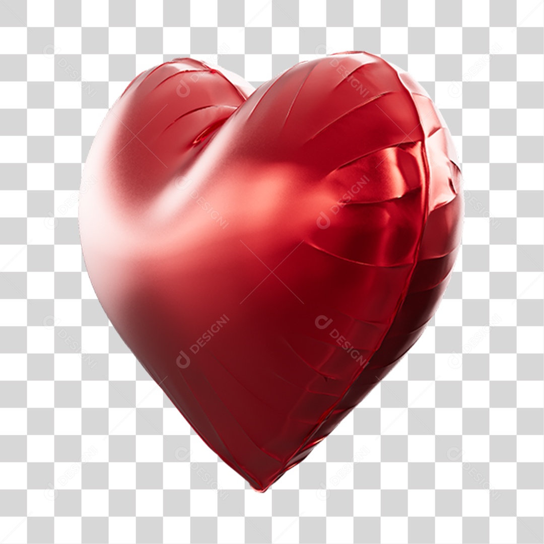 Coração Balão Dobras Na Cor Vermelho Elemento 3D PNG Transparente