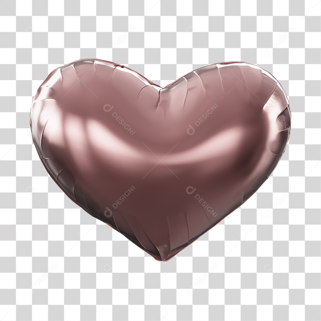 Coração Balão Dobras Na Cor Rosa Elemento 3D PNG Transparente