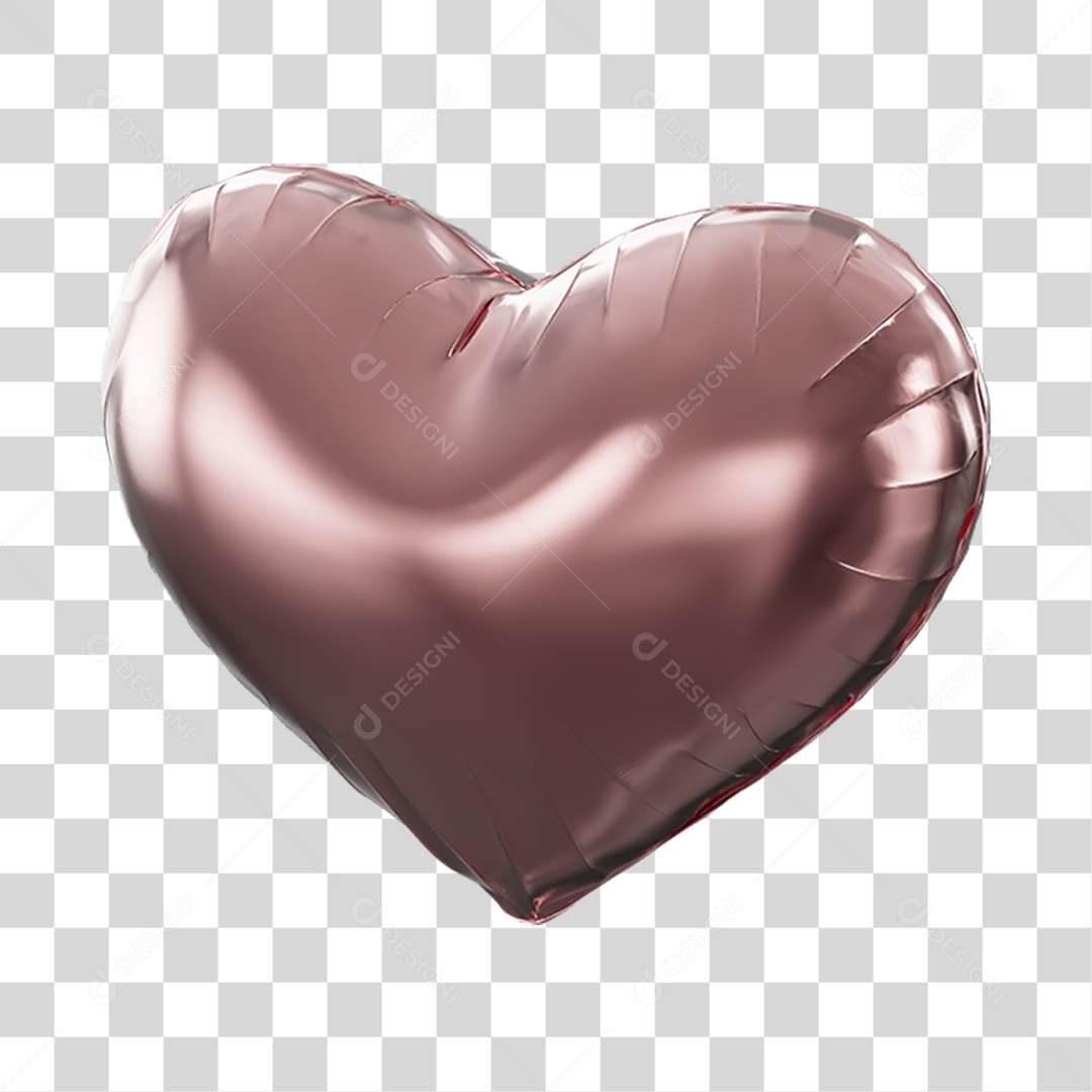 Coração Balão Dobras Na Cor Rosa Elemento 3D PNG Transparente