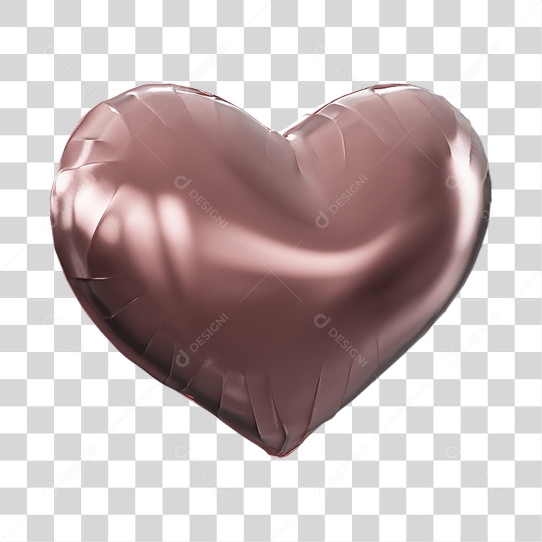Coração Balão Dobras Na Cor Rosa Elemento 3D PNG Transparente