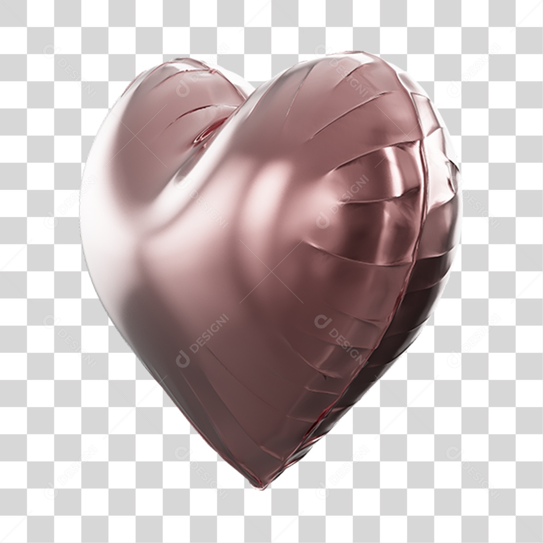 Coração Balão Dobras Na Cor Rosa Elemento 3D PNG Transparente