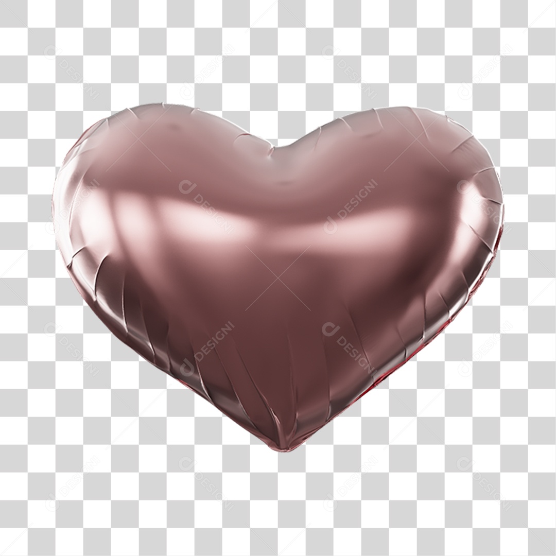 Coração Balão Dobras Na Cor Rosa Elemento 3D PNG Transparente