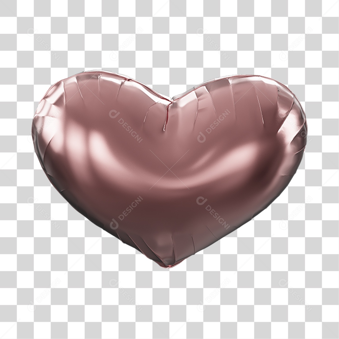 Coração Balão Dobras Na Cor Rosa Elemento 3D PNG Transparente