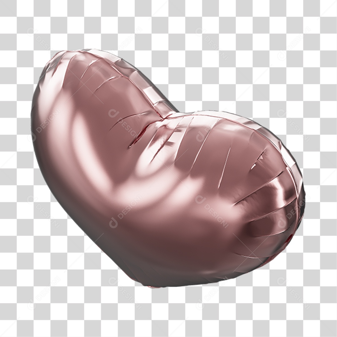 Coração Balão Dobras Na Cor Rosa Elemento 3D PNG Transparente