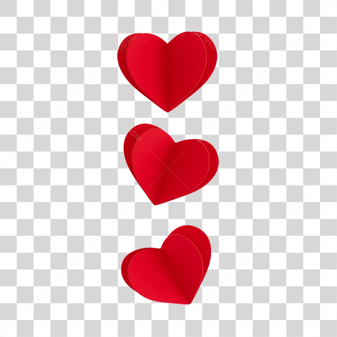 Corações  Dobra  Elemento 3D PNG Transparente