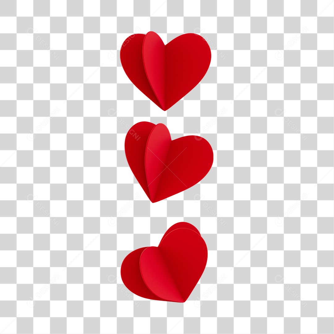 Coração Dobra  Elemento 3D PNG Transparente