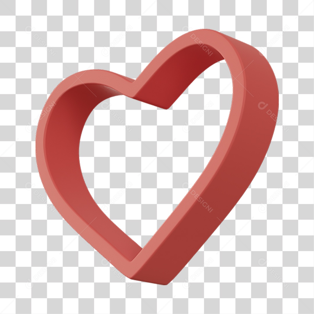 Corações Contorno Rosa Elemento 3D PNG Transparente