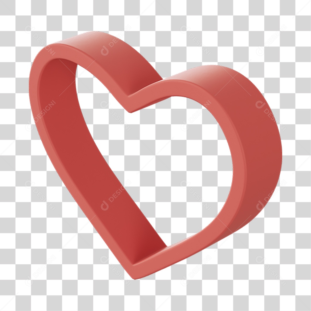 Corações Contorno Rosa Elemento 3D PNG Transparente