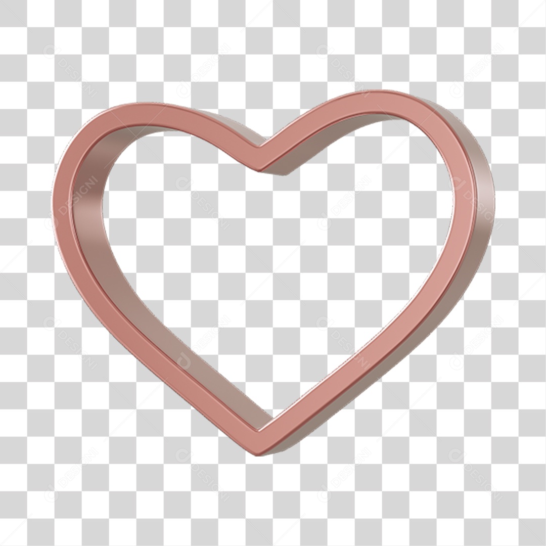 Corações Contorno Elemento 3D PNG Transparente