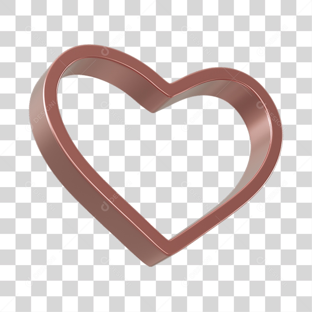 Corações Contorno Elemento 3D PNG Transparente