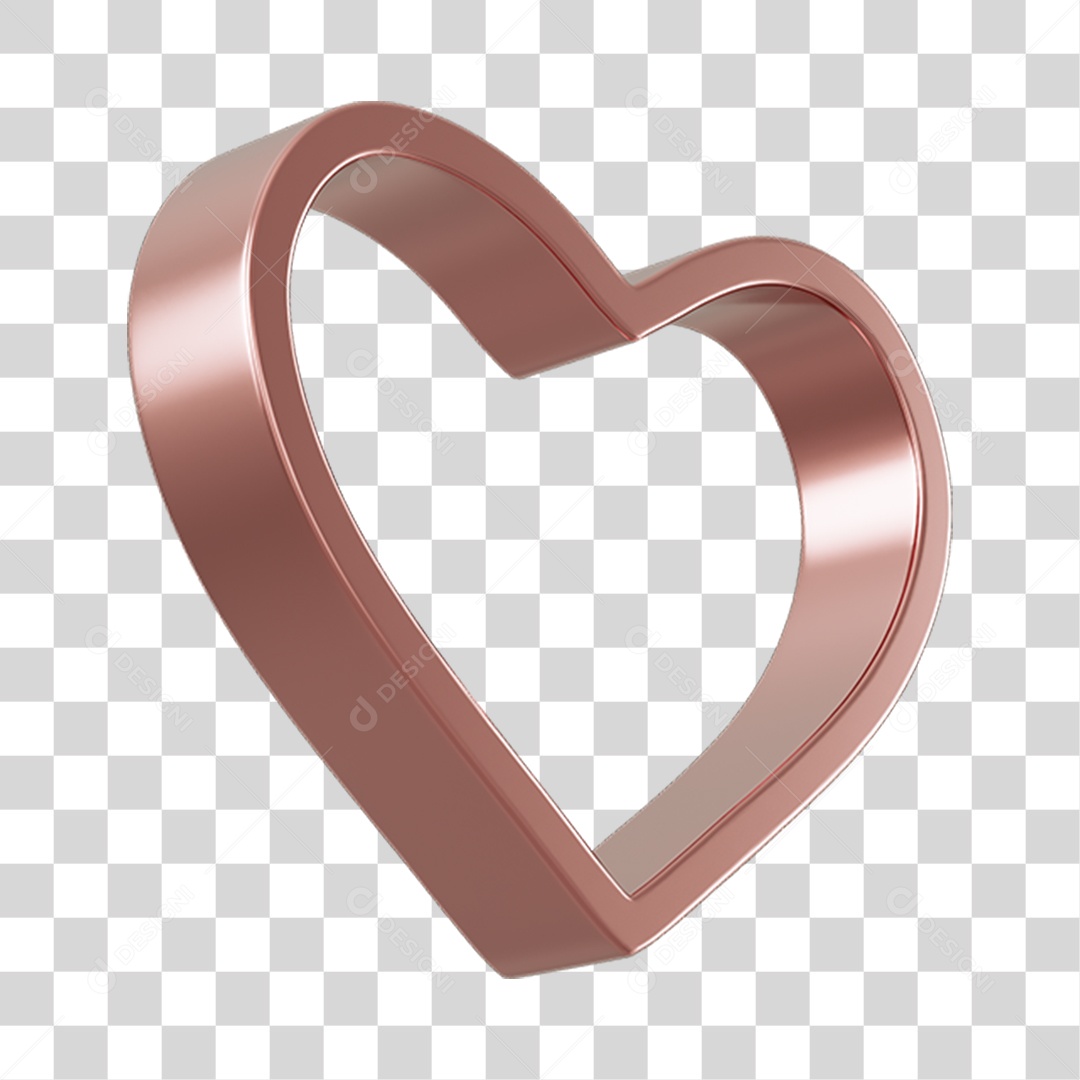 Corações Contorno Elemento 3D PNG Transparente