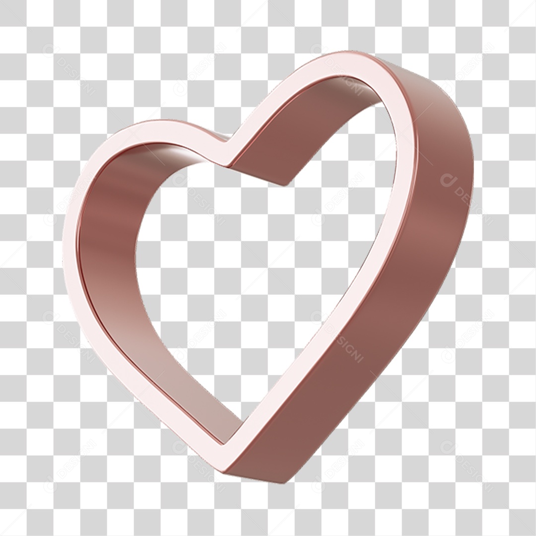 Corações Contorno Elemento 3D PNG Transparente