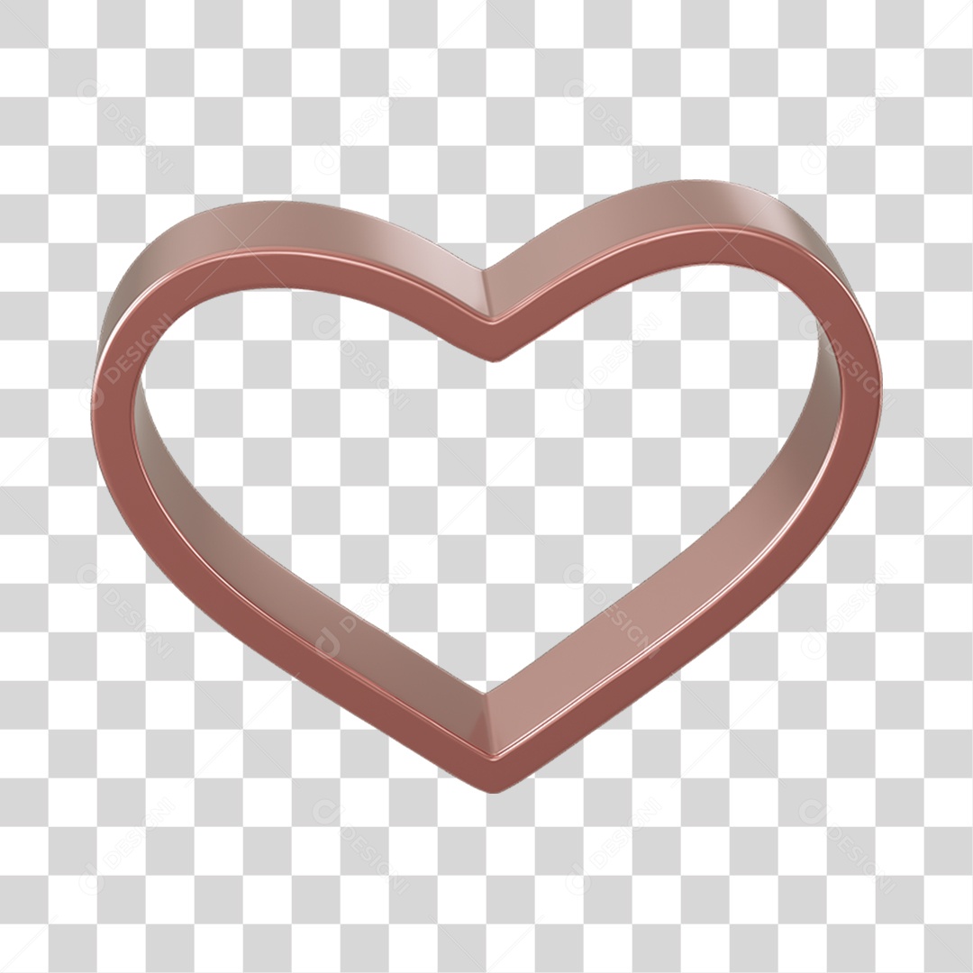 Corações Contorno Elemento 3D PNG Transparente