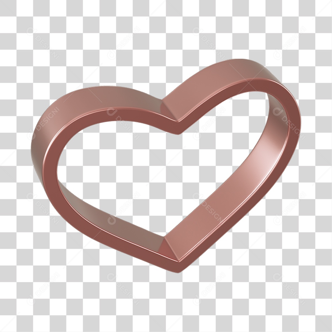 Corações Contorno Elemento 3D PNG Transparente