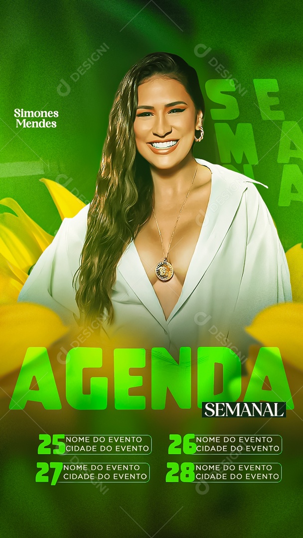 Flyer Story Agenda Semanal Simone Mendes Datas Social Media PSD Editável
