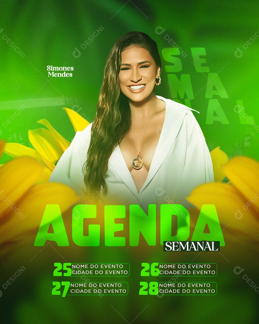Flyer Feed Agenda Semanal Simone Mendes Datas Social Media PSD Editável