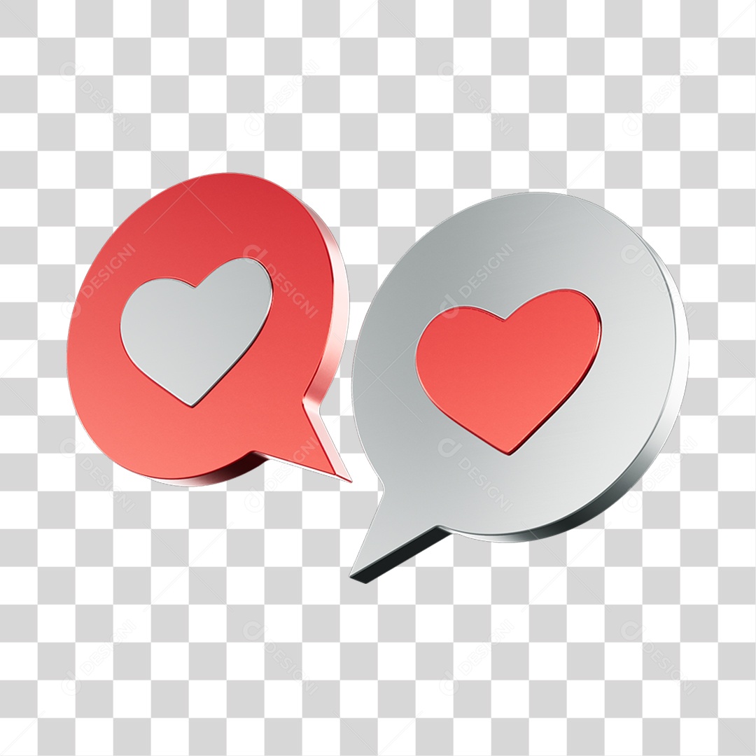 Emoji Coração Elemento 3D PNG Transparente