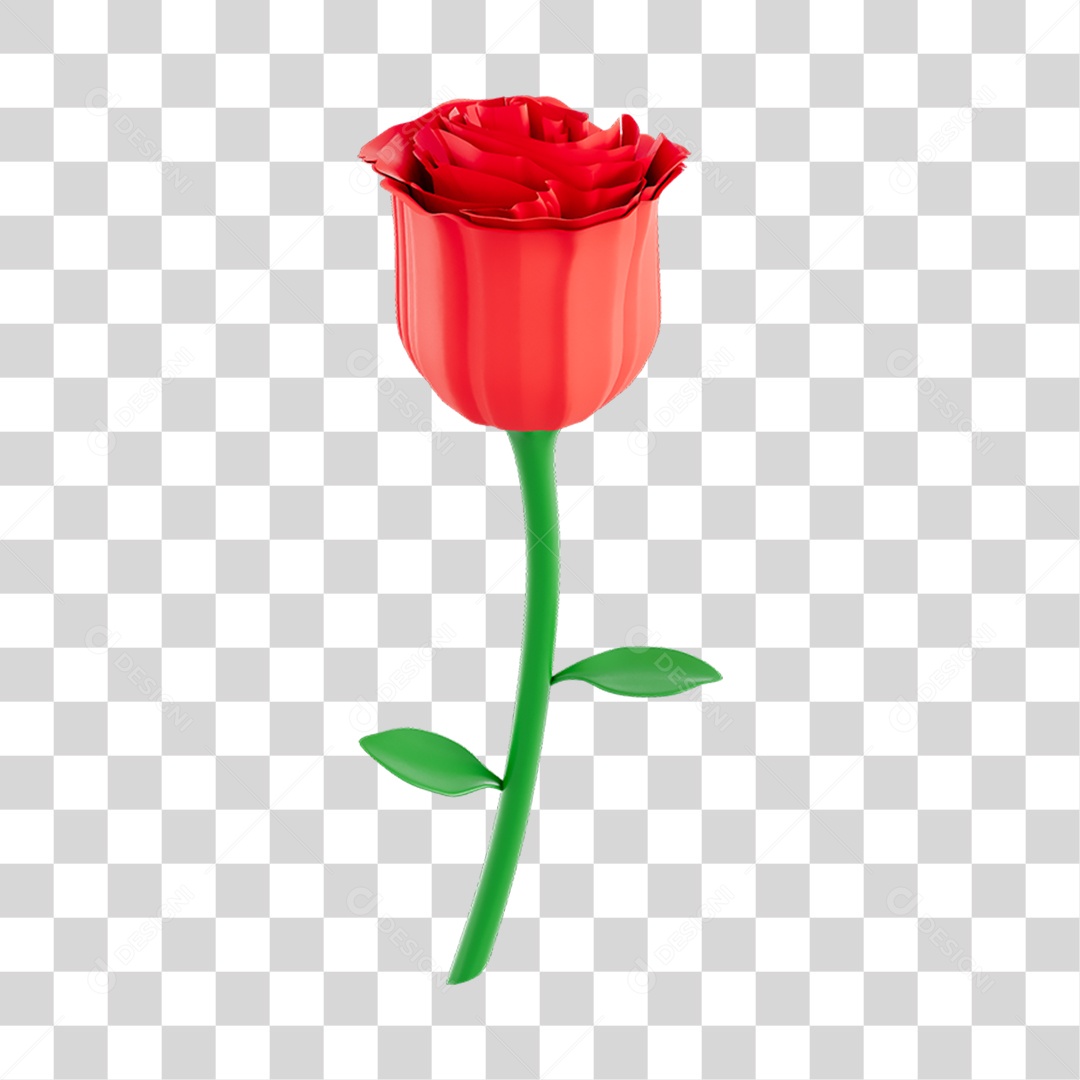 Rosa Vermelha Elemento 3D PNG Transparente