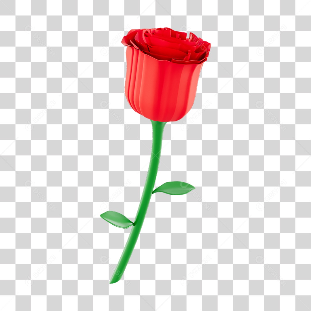 Rosa Vermelha Elemento 3D PNG Transparente