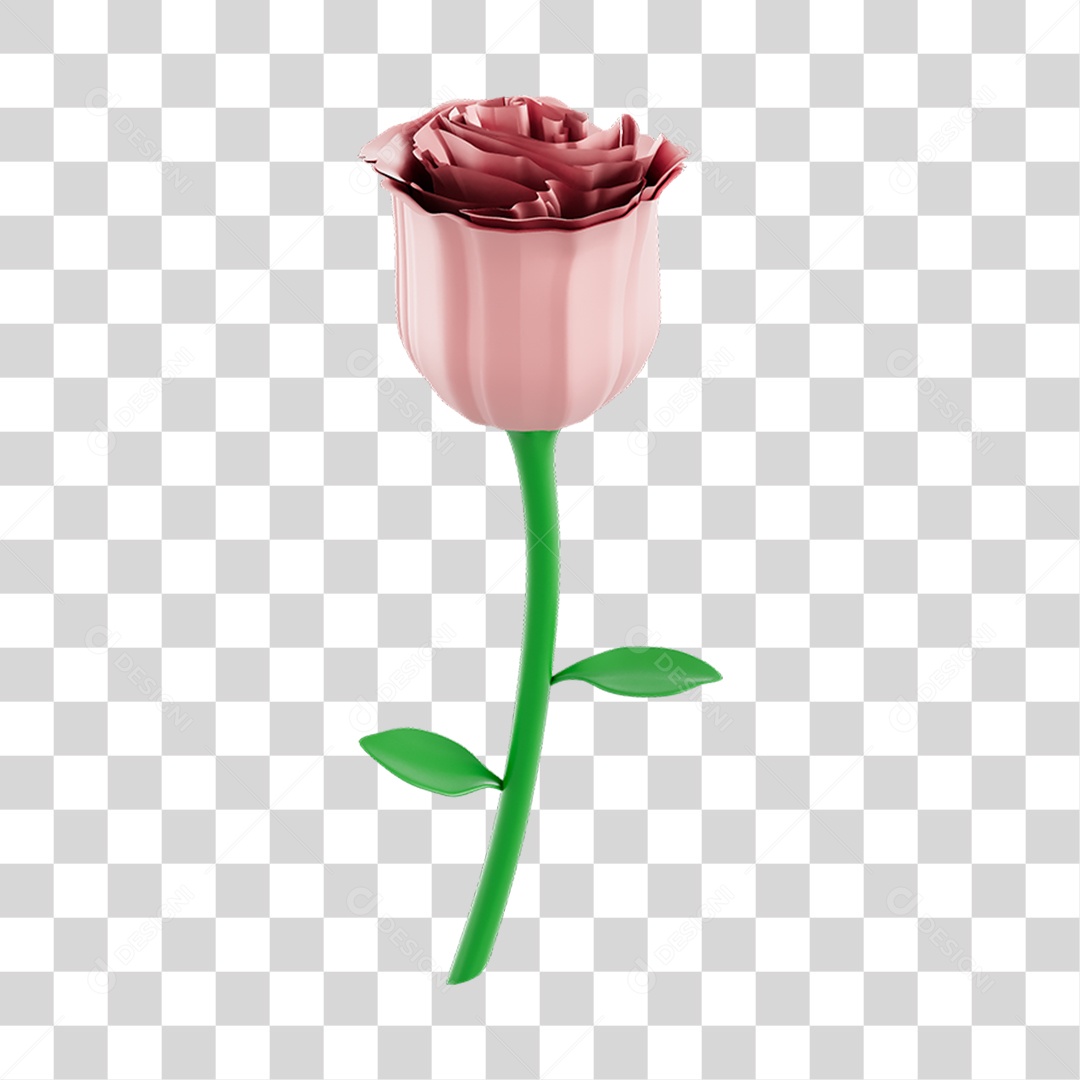 Rosa Elemento 3D PNG Transparente