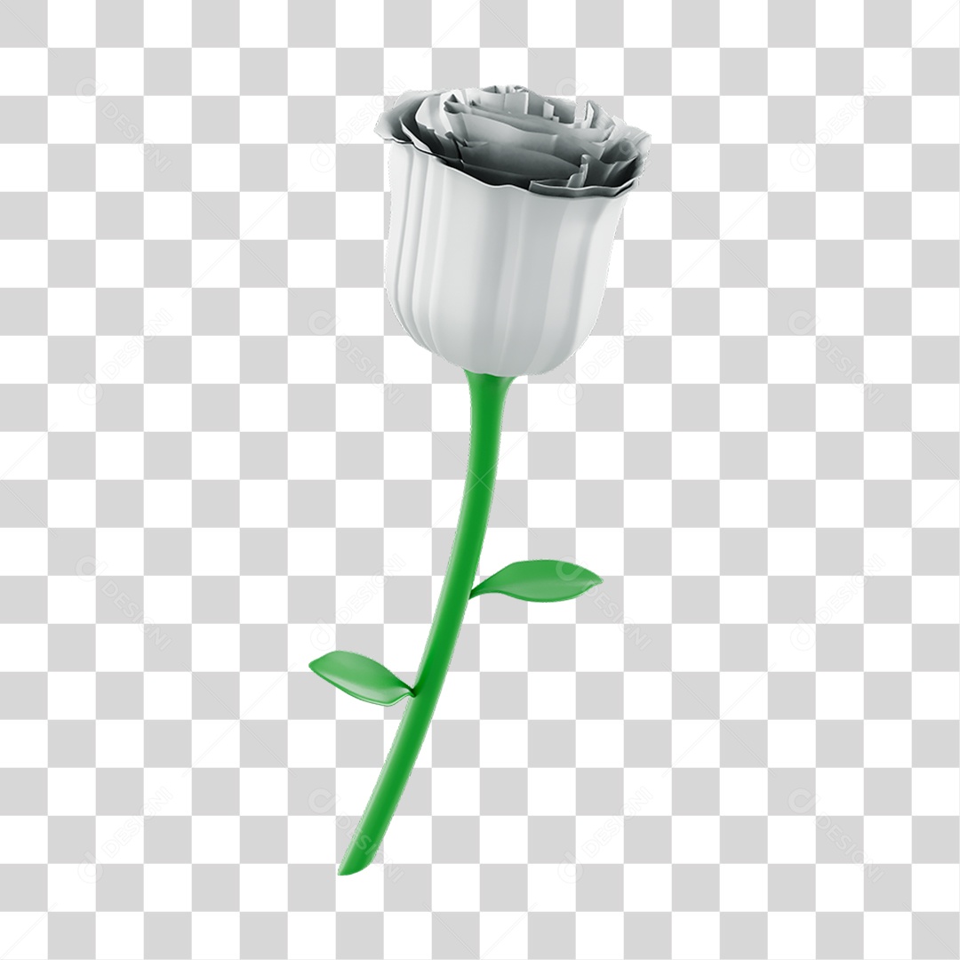 Rosa Branca Elemento 3D PNG Transparente