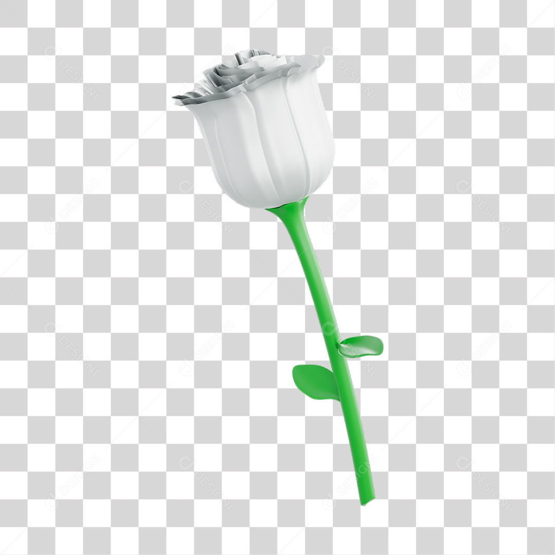 Rosa Branca Elemento 3D PNG Transparente
