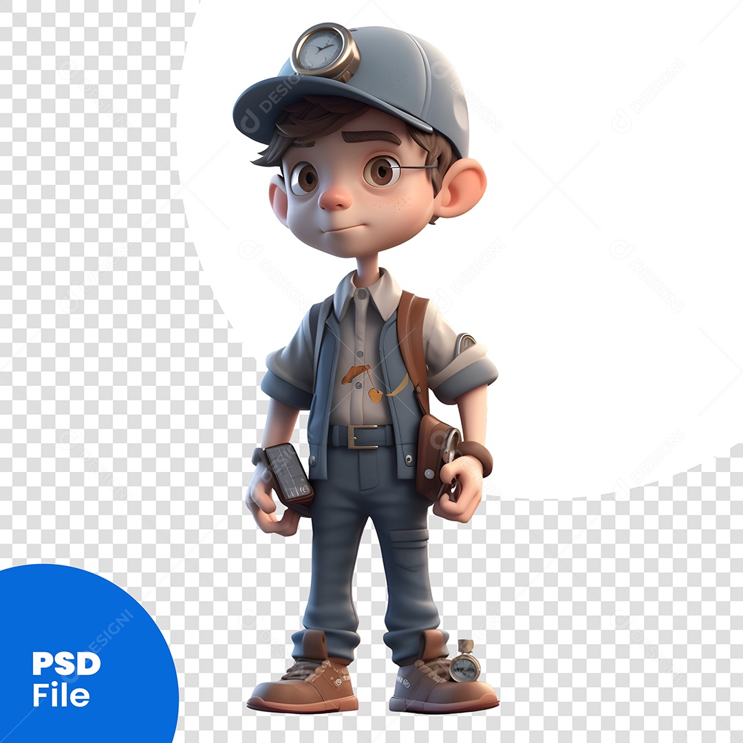 Personagem 3D Menino Arqueólogo PSD