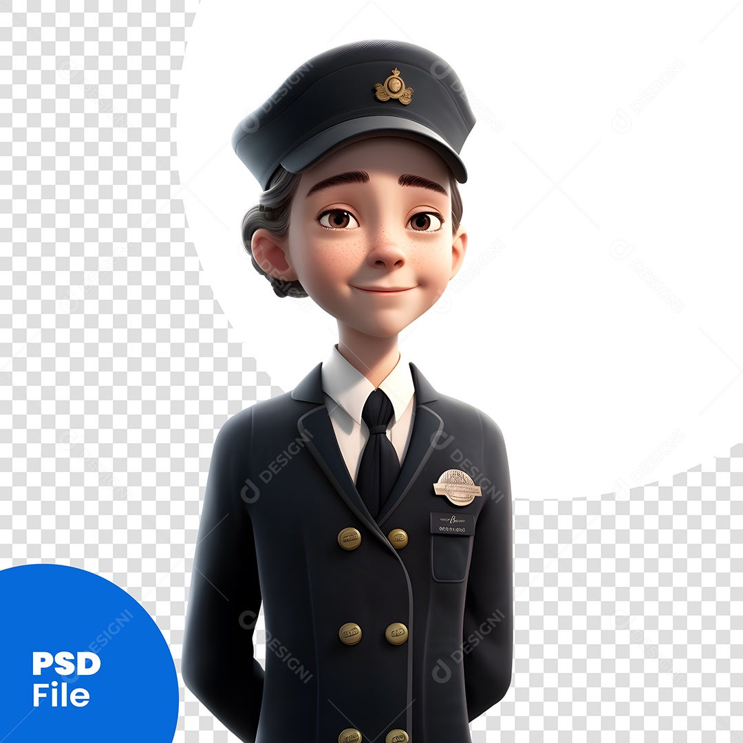 Personagem 3D Mulher Policial PSD