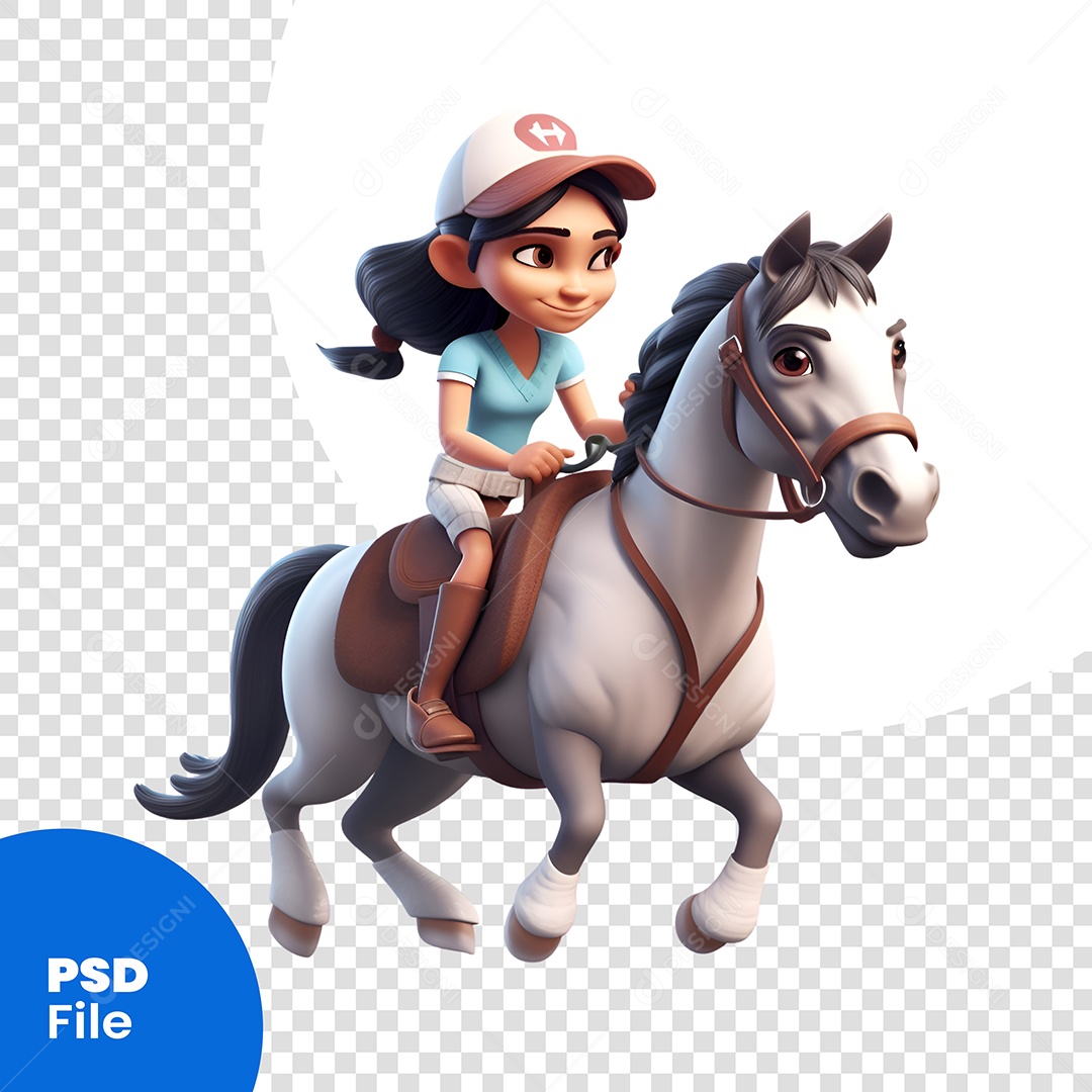 Personagem 3D Mulher Montada Em Cavalo PSD