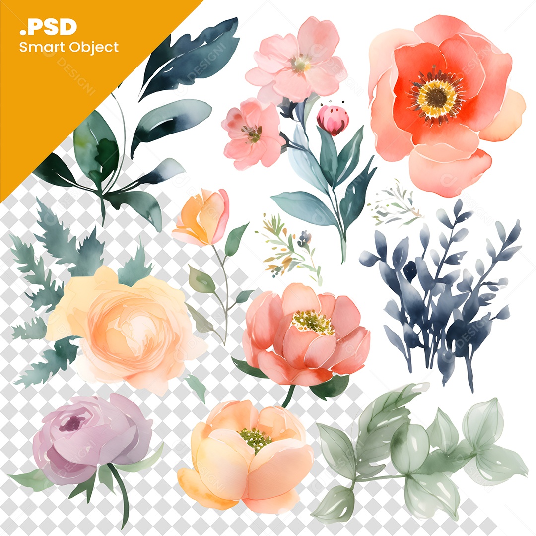 Conjunto de Flores PSD