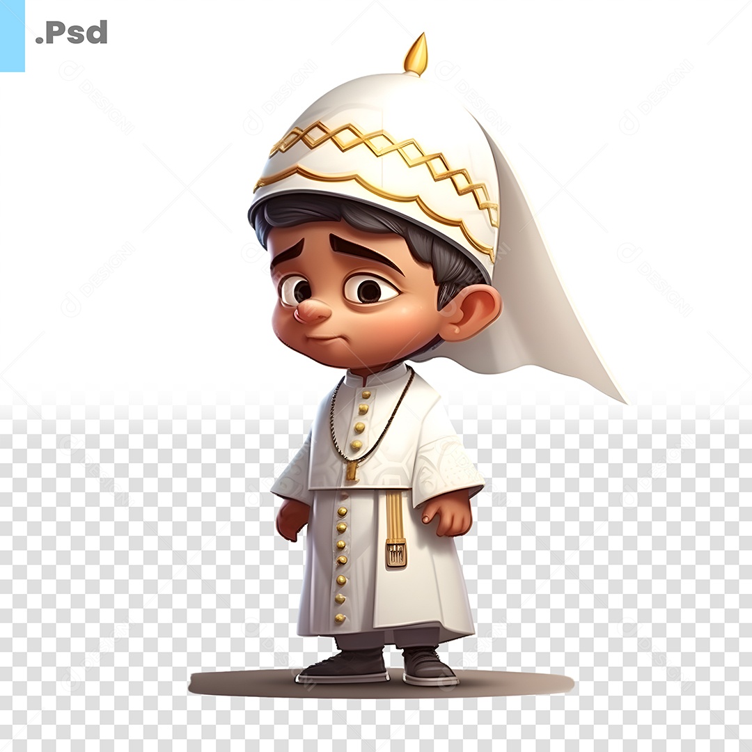 Personagem 3D Garoto Com Roupa Branca PSD