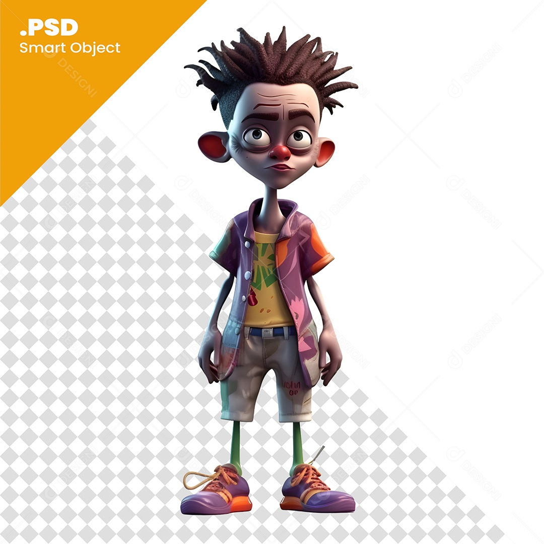 Personagem 3D Garoto Palhaço Para Composição PSD