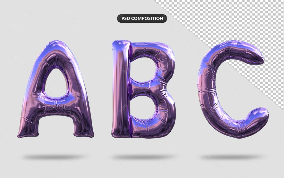Letras Alfabeto Roxo Balão