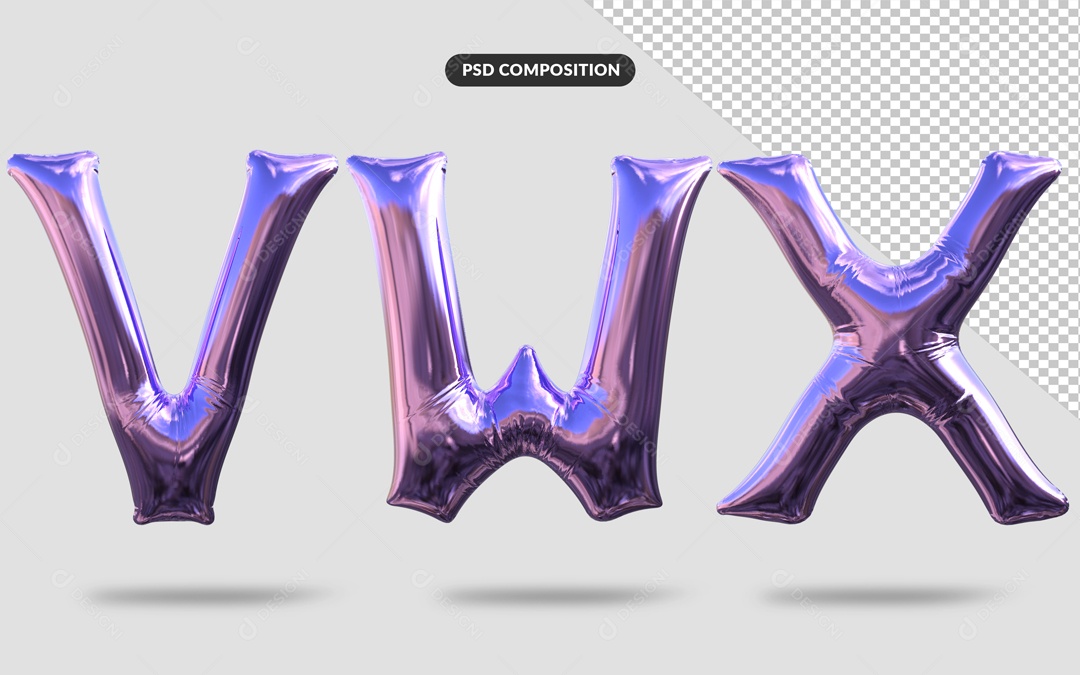 Letras Alfabeto Roxo Balão