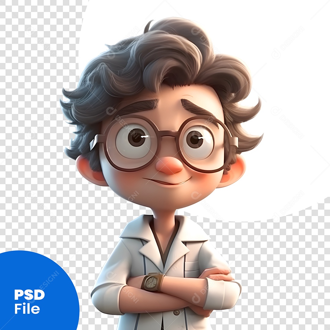 Personagem 3D Garoto Com Óculos Para Composição PSD