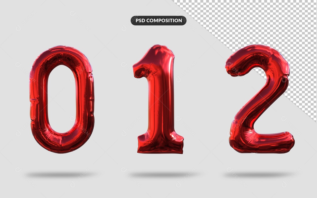 Números Vermelhos 0 1 2 Balões